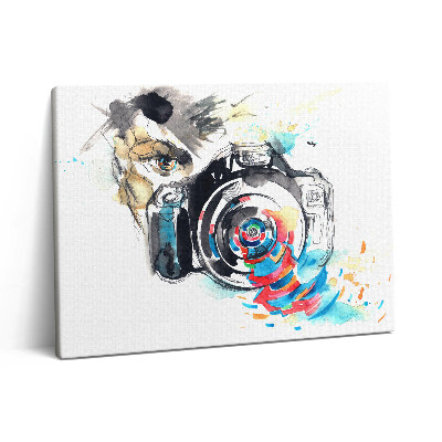 Vászonkép falra 80x60 Női fotós fényképezőgéppel