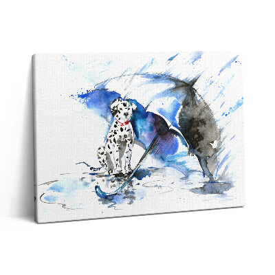 Vászonkép falra 80x60 Dalmát akvarell egy esernyő alatt