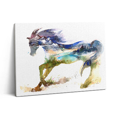 Vászonkép falra 80x60 Ló és festett tájkép