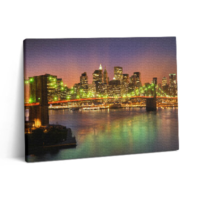 Vászonkép falra 80x60 Brooklyn híd éjszaka