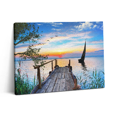 Vászonkép falra 80x60 Tavas tájkép csónakkal