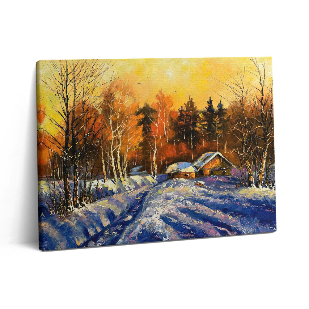 Vászonkép falra 80x60 Este egy téli faluban