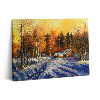 Vászonkép falra 80x60 Este egy téli faluban