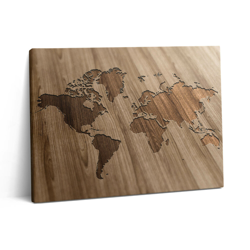 Vászonkép falra 80x60 Világtérkép fán
