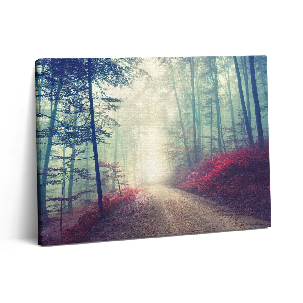 Vászonkép falra 80x60 Út ködös őszi erdőben