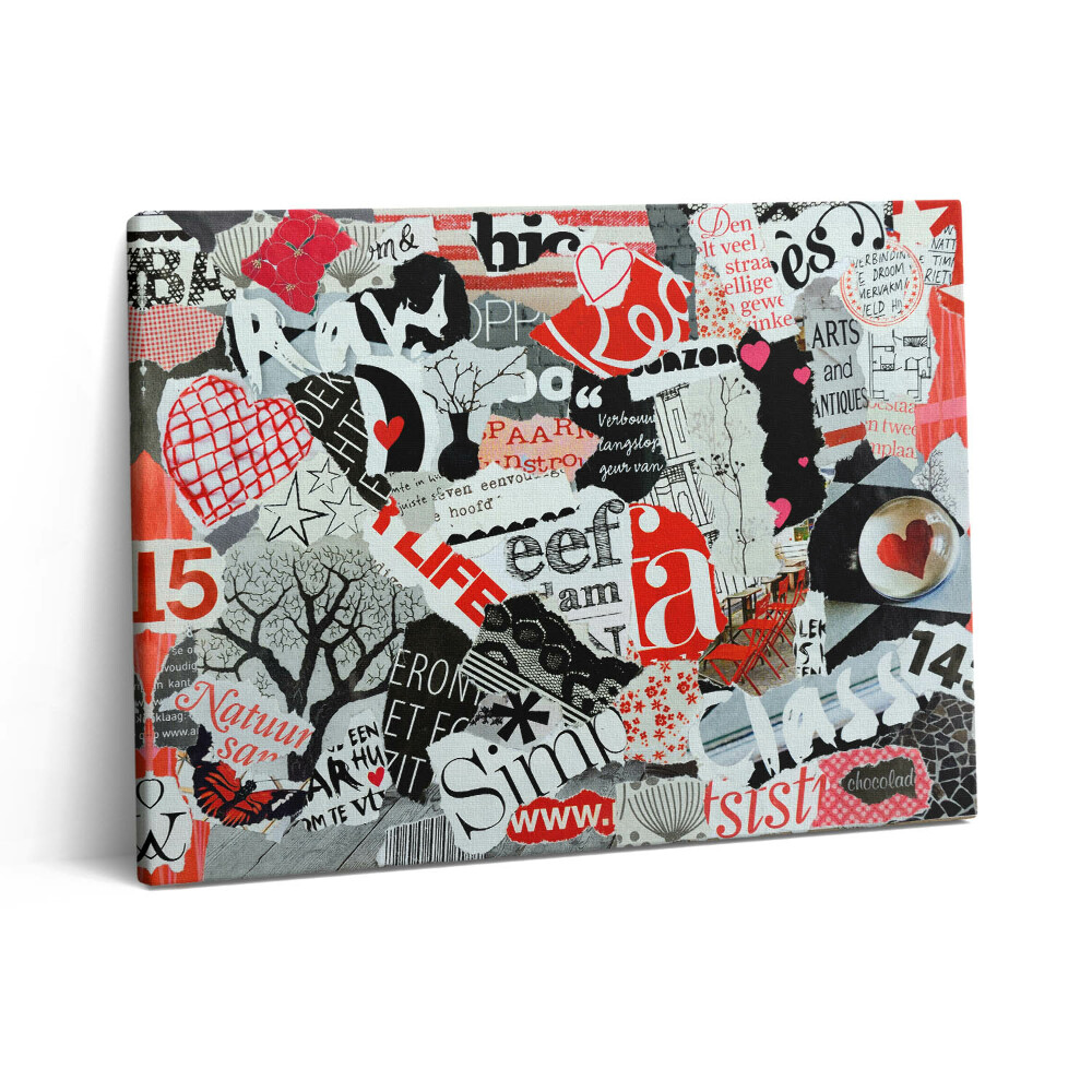 Vászonkép falra 80x60 Moodboard szívekkel