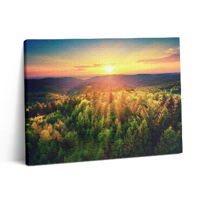 Vászonkép falra 80x60 Naplemente erdős hegyek felett