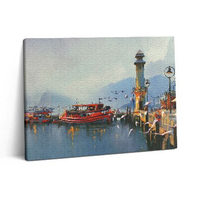 Vászonkép falra 80x60 Halászhajó a kikötőben