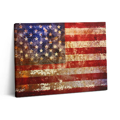 Vászonkép falra 80x60 Amerikai zászló vintage stílusban