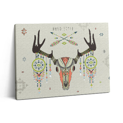 Vászonkép falra 80x60 Szarvas koponya és álomfogó