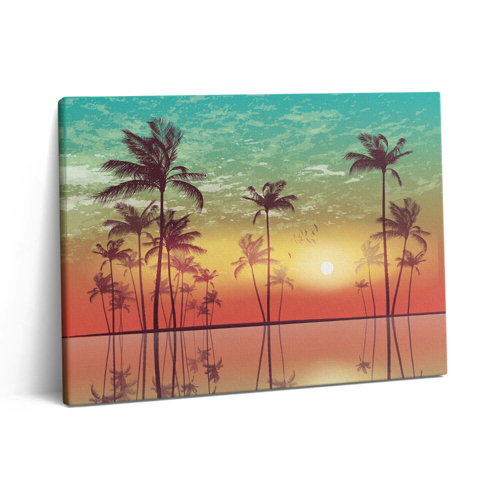 Vászonkép falra 80x60 Trópusi pálmafák naplementében