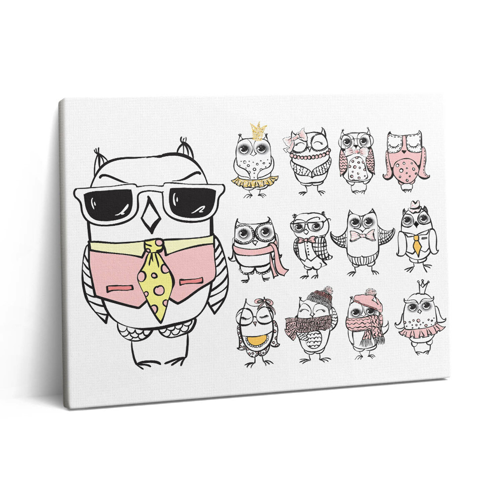 Vászonkép falra 80x60 Vintage poszter baglyokkal