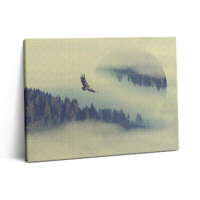 Vászonkép falra 80x60 Ködös erdő és egy sas
