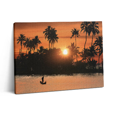 Vászonkép falra 80x60 Naplemente és pálmafák nyaralás közben