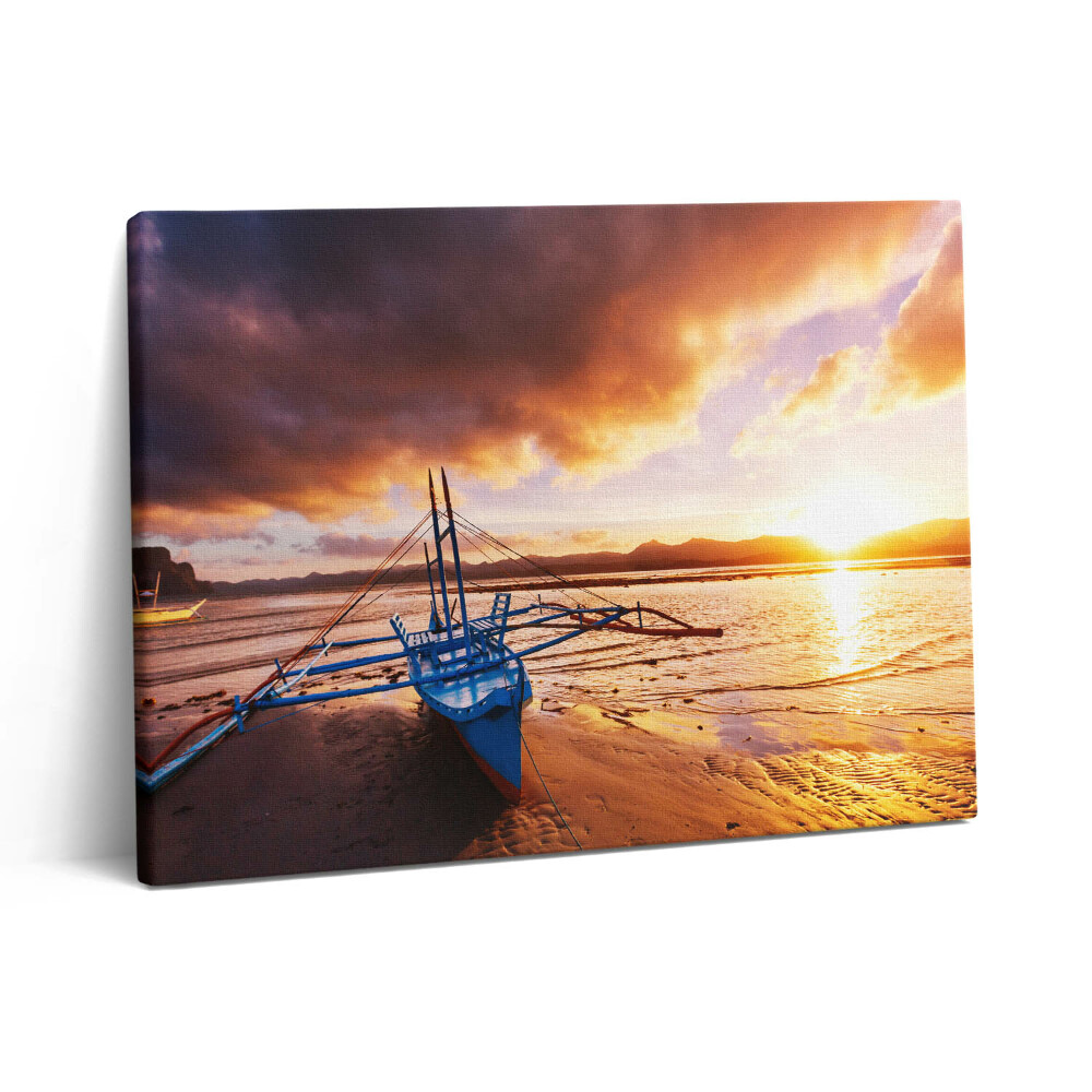 Vászonkép falra 80x60 Hajó a víz felett és naplemente