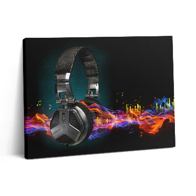 Vászonkép falra 80x60 Fejhallgató és hanghullámok