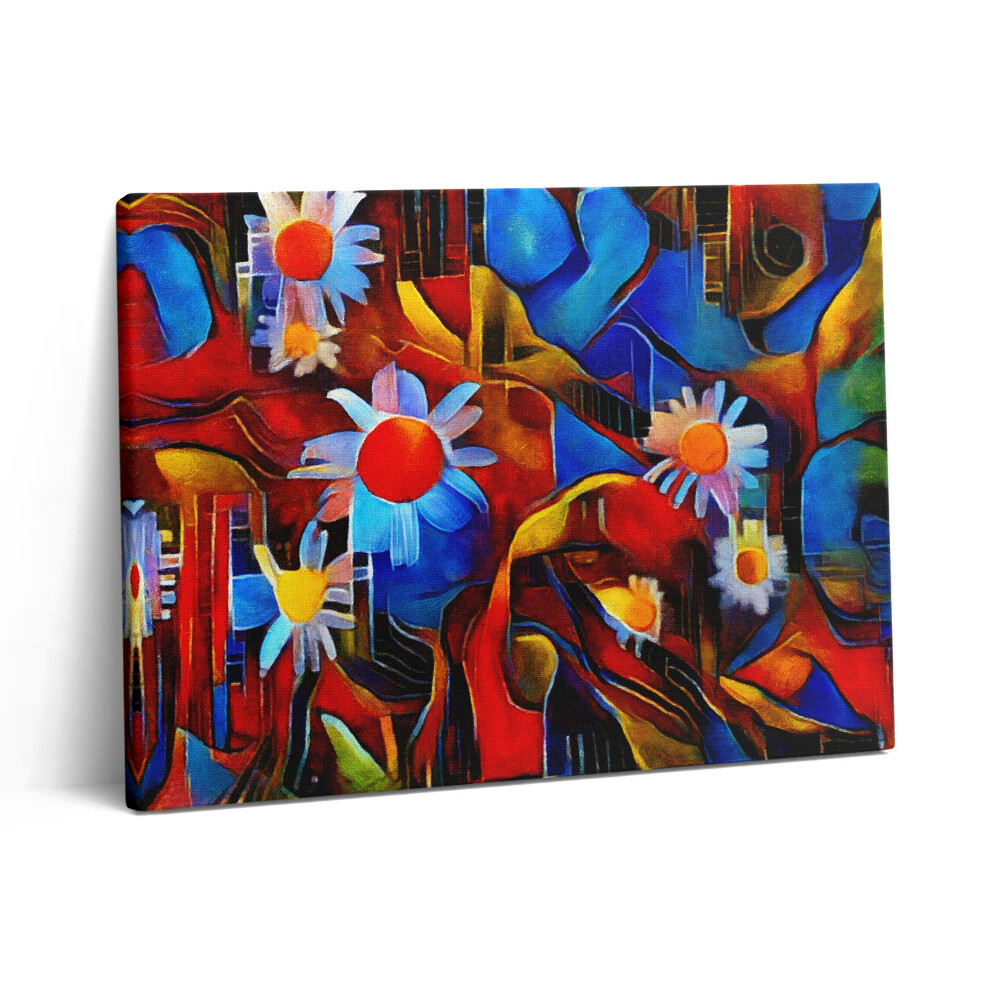 Vászonkép falra 80x60 Kubista művészet - színes virágok