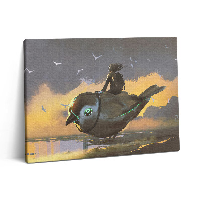 Vászonkép falra 80x60 Lány ül egy madáron