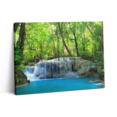 Vászonkép falra 80x60 Tájkép egy vízesésről egy erdőben