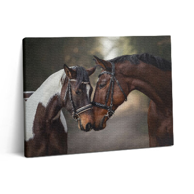 Vászonkép falra 80x60 Lovak portréja az erdőben
