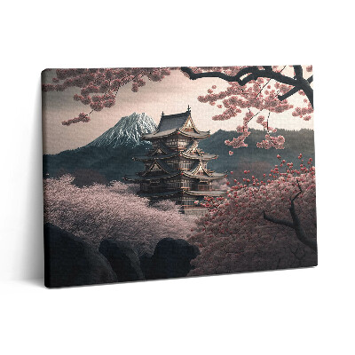 Vászonkép falra 80x60 Ázsiai torony és cseresznyevirágok