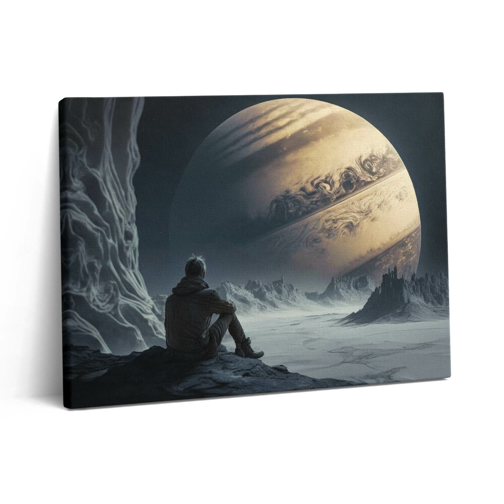 Vászonkép falra 80x60 Ember az űrben és a bolygón