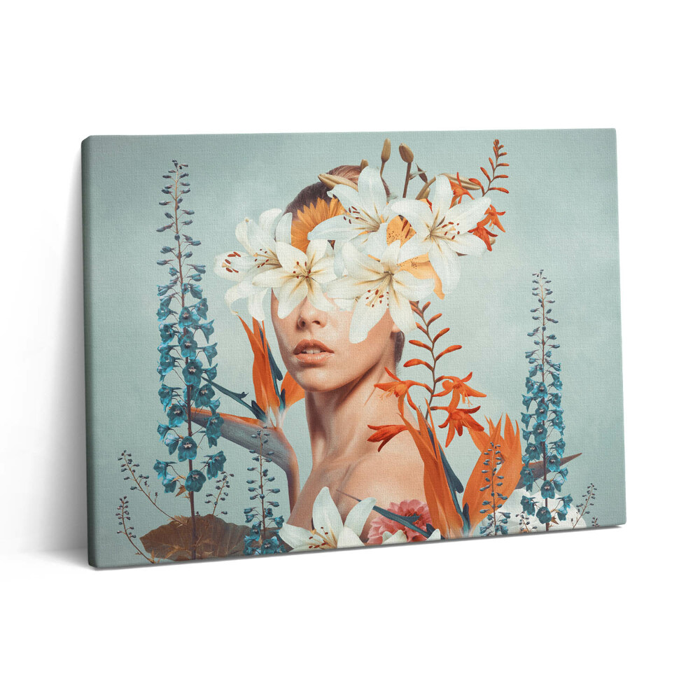 Vászonkép falra 80x60 Absztrakt nő virágokkal
