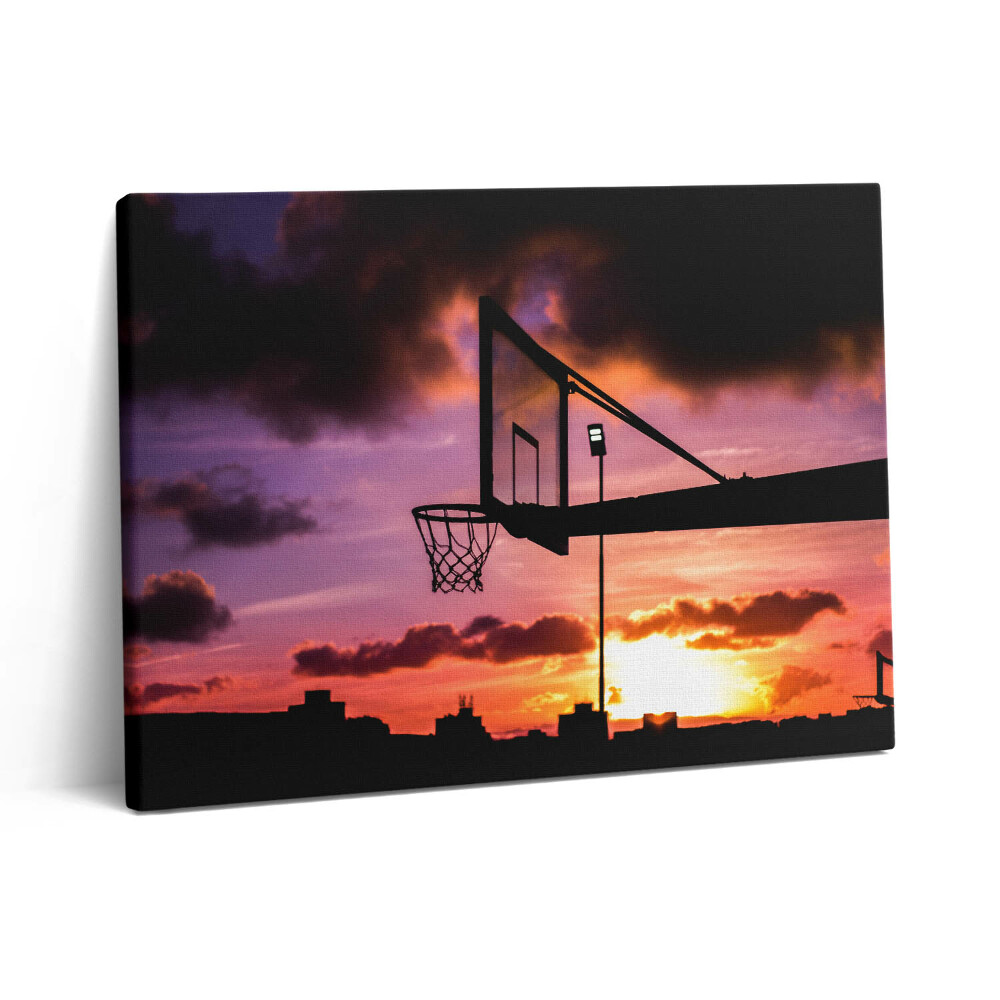 Vászonkép falra 80x60 Kosárlabda és naplemente