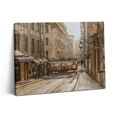 Vászonkép falra 80x60 Lisszabon és egy villamos látképe