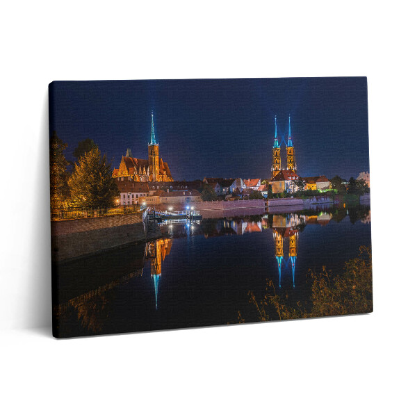 Vászonkép falra 80x60 Wroclawi székesegyház éjszaka