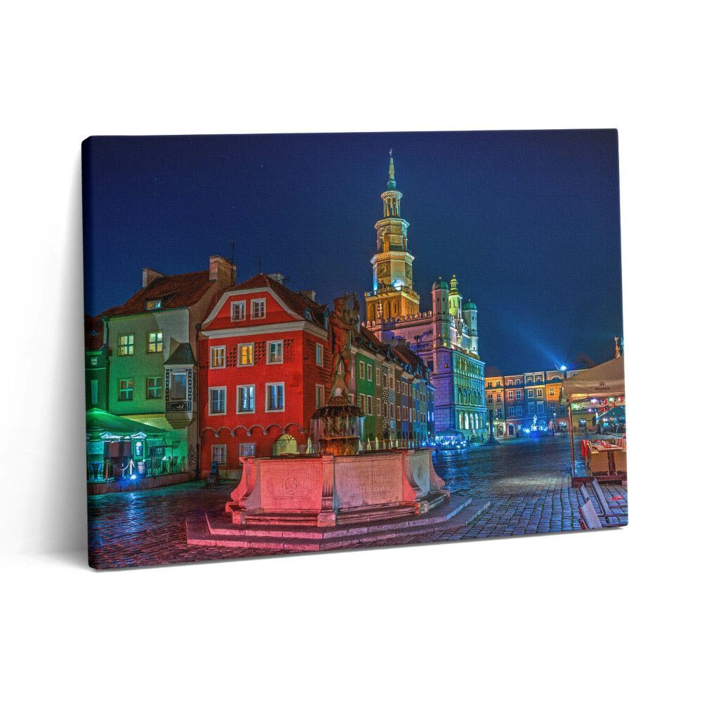 Vászonkép falra 80x60 Poznan város tere éjszaka
