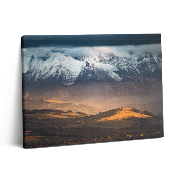 Vászonkép falra 80x60 Tátrai hegyek téli panorámában