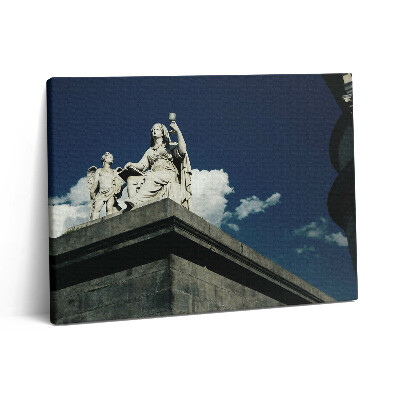 Vászonkép falra 80x60 Egy nő és egy angyal szobra