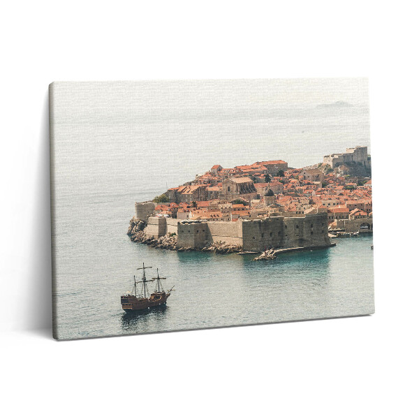 Vászonkép falra 80x60 Vitorlás hajó Dubrovnikban
