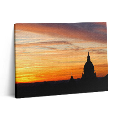 Vászonkép falra 80x60 Épület naplementében