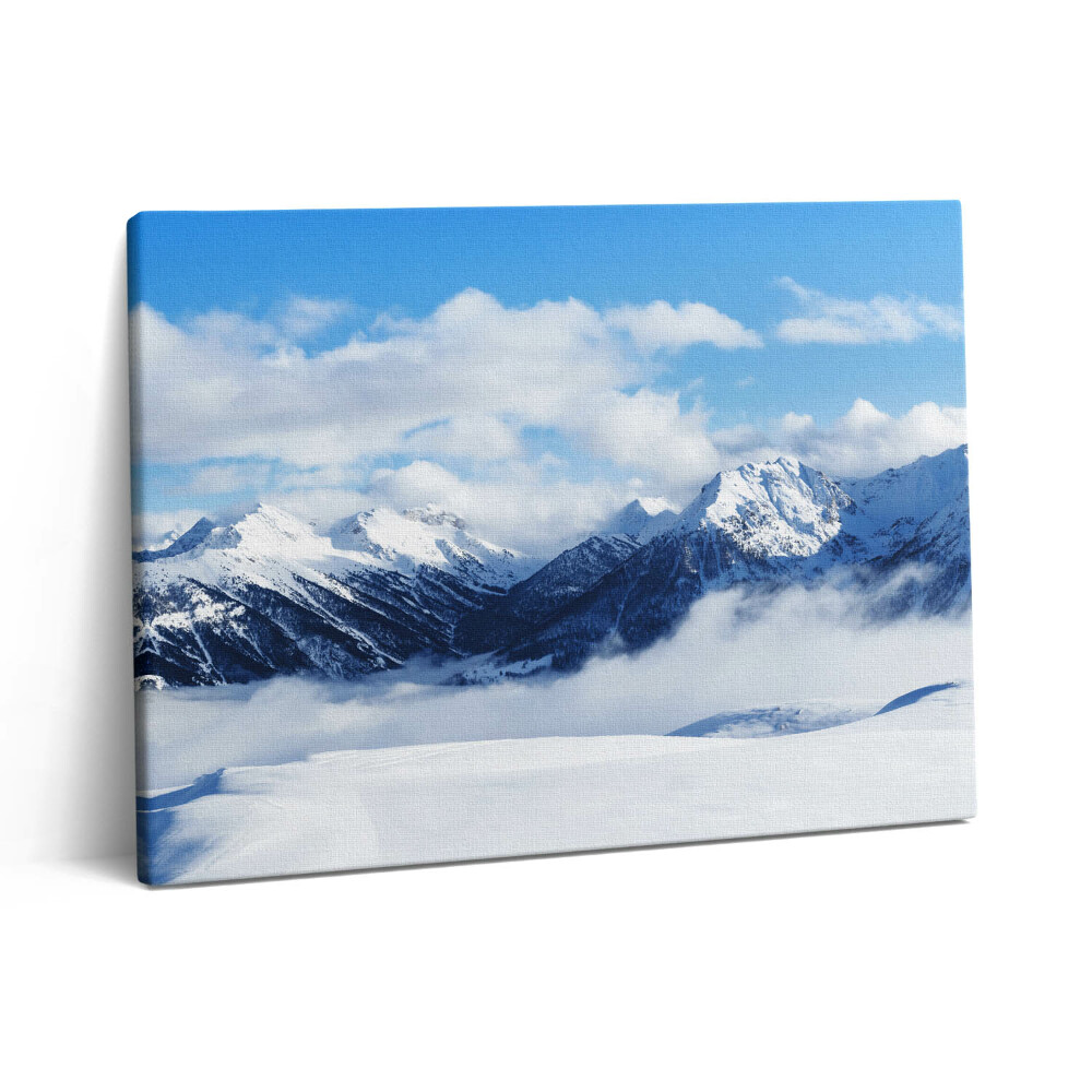 Vászonkép falra 80x60 Panoráma a francia Alpok téli hegyeiről