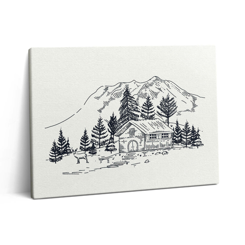 Vászonkép falra 80x60 Egy hegyi kunyhó rajza