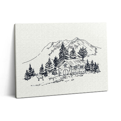 Vászonkép falra 80x60 Egy hegyi kunyhó rajza