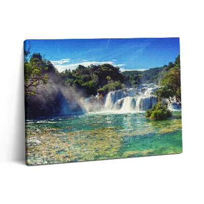 Vászonkép falra 80x60 Erdei táj és vízesés