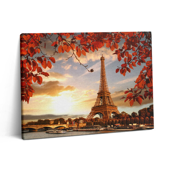 Vászonkép falra 80x60 Az Eiffel-torony a levelek között