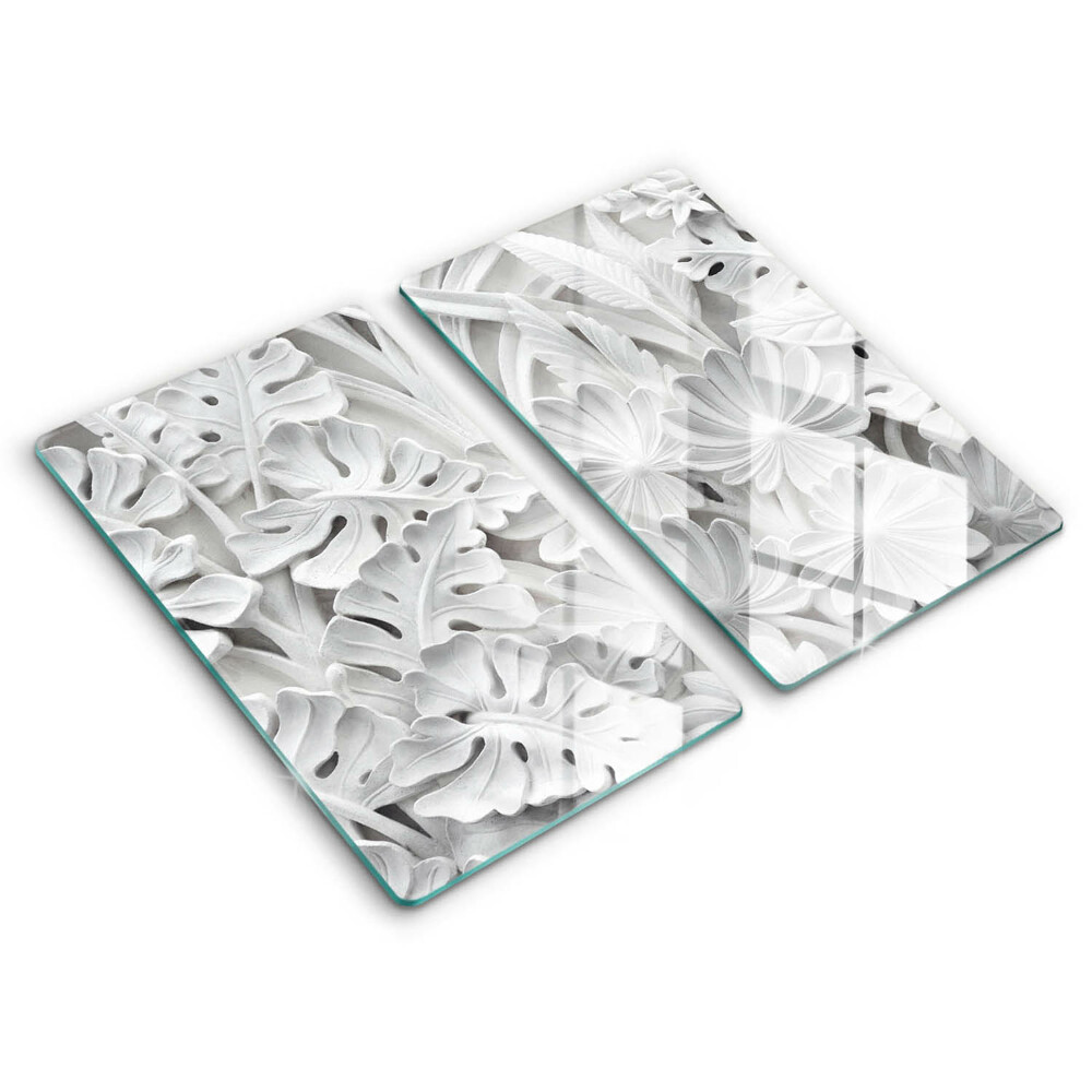 Tűzhelyvédő üveglap 2 darab Fehér virágok