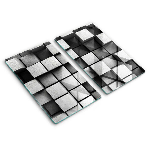 Tűzhelyvédő üveglap 2 sztuki Absztrakció 3D négyzetek