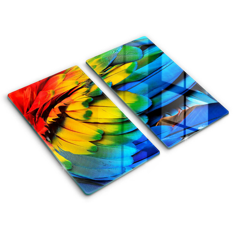 Tűzhelyvédő üveglap 2 darab Színes papagájtollak