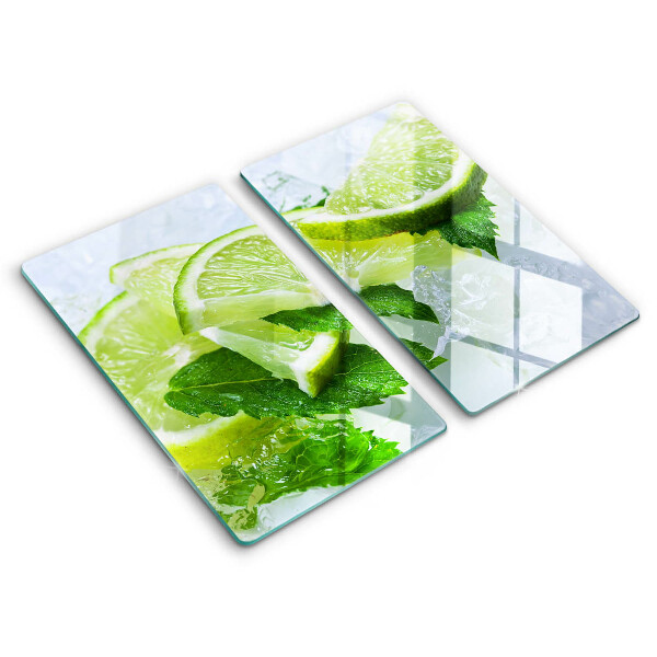 Tűzhelyvédő üveglap 2 sztuki Lime menta és jég