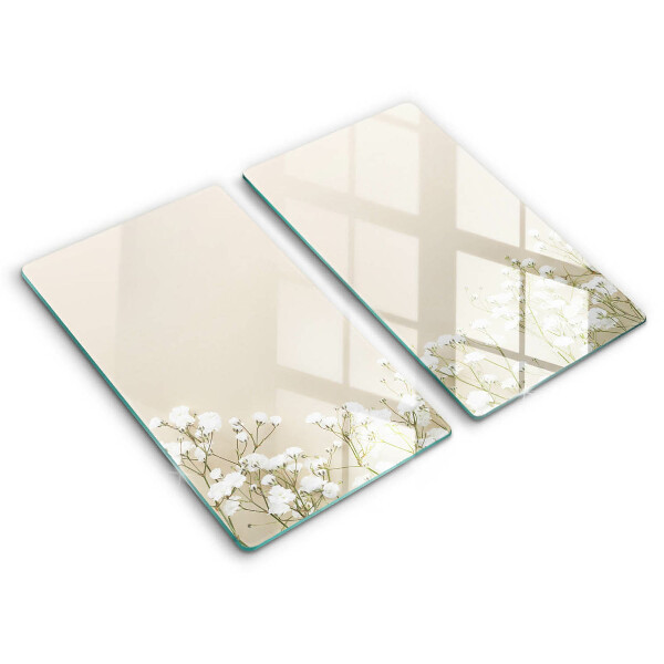 Tűzhelyvédő üveglap 2 sztuki Gypsophila boho virágok