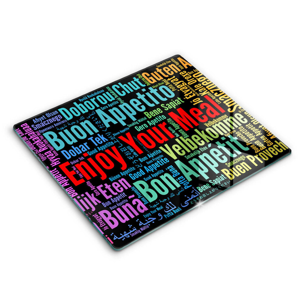 Főzőlap védő üveglap 60x52 cm Ízletes nyelv betűkkel