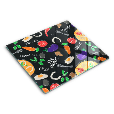 Főzőlap védő üveglap 60x52 cm Illusztráció élelmiszer