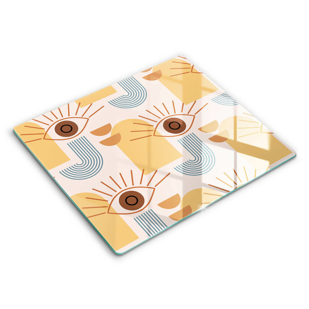 Főzőlap védő üveglap 60x52 cm Boho mintás szemek