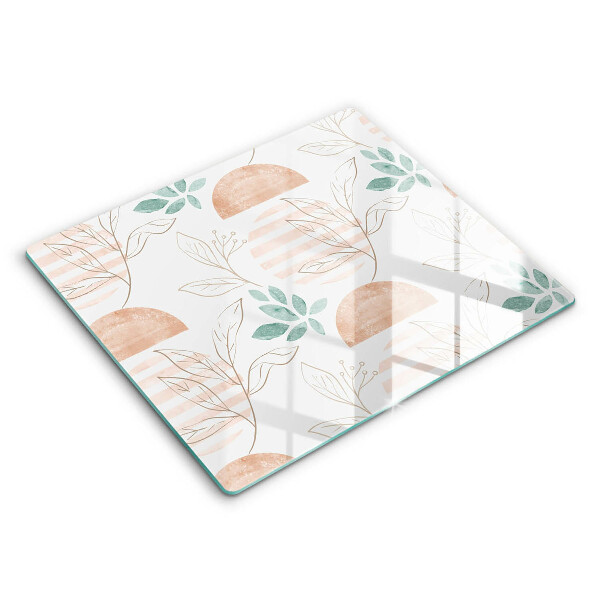 Főzőlap védő üveglap 60x52 cm Boho mintás levelek