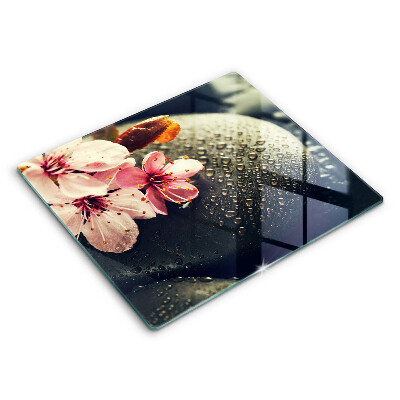 Főzőlap védő üveglap 60x52 cm Virágok zen kövek